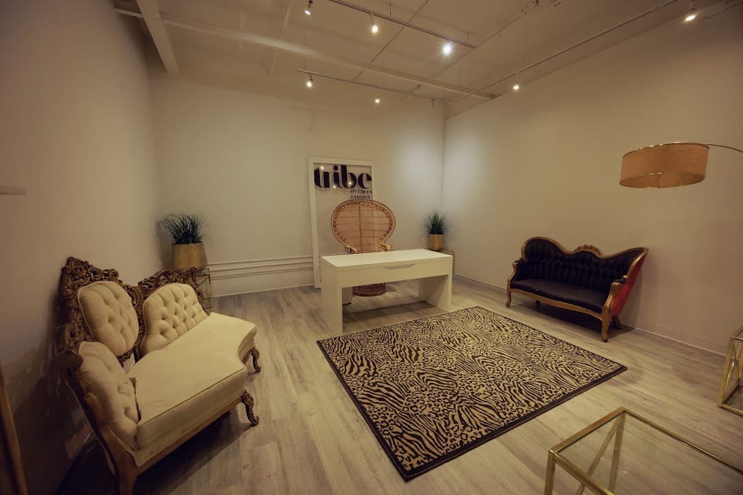 TRiBE room arranged with couches and a rug